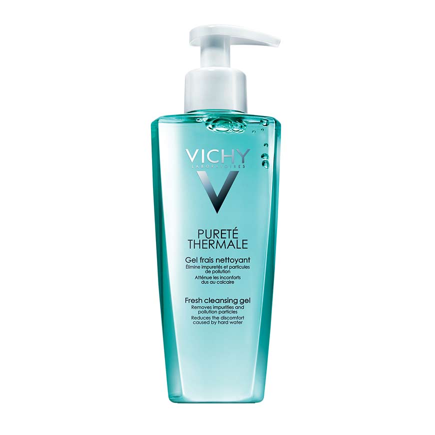A pump bottle of VICHY Purete Thermale Cleansing Gel.