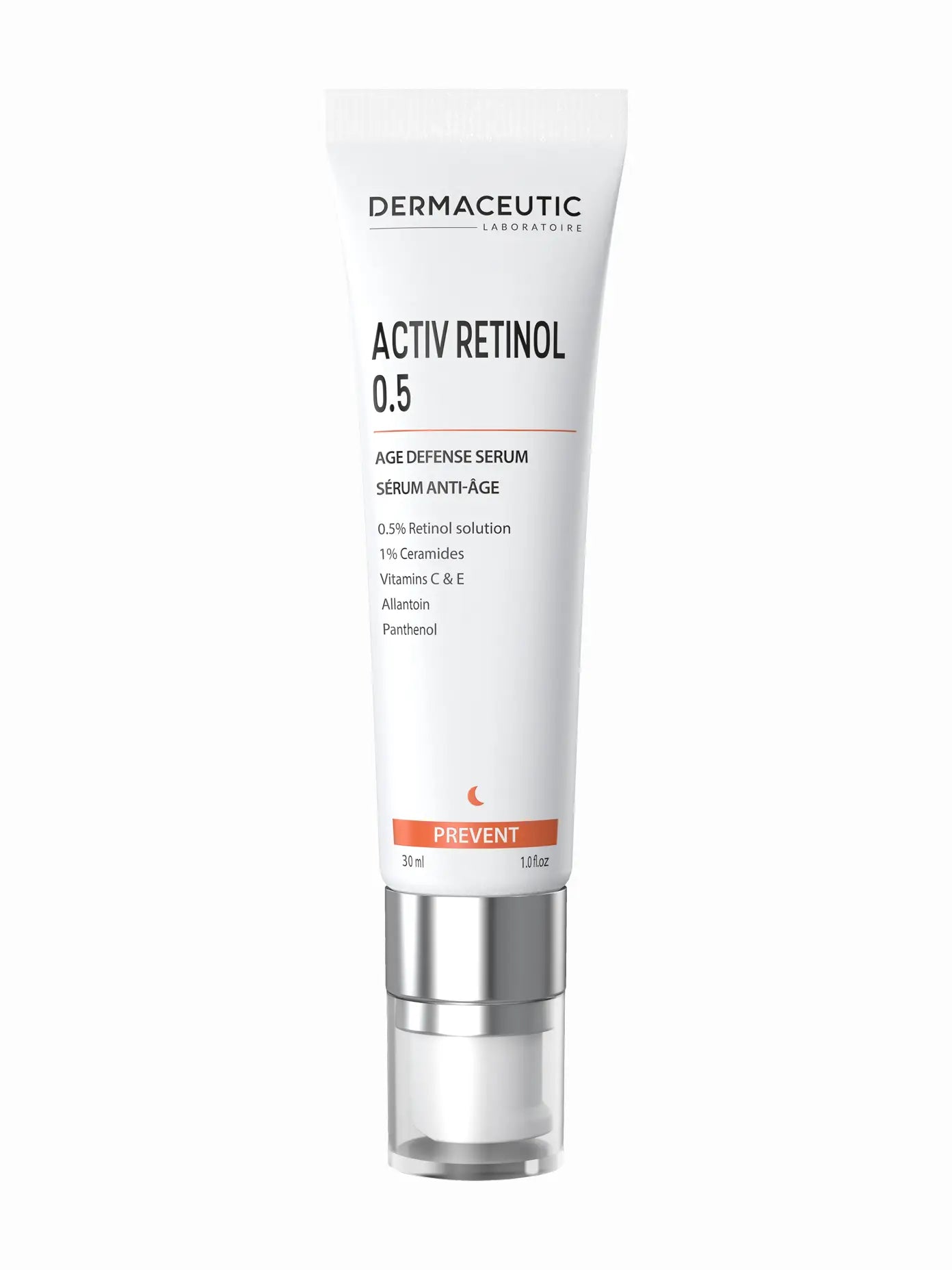 A bottle of Dermaceutic Activ Retinol 0.5 serum against a white background.