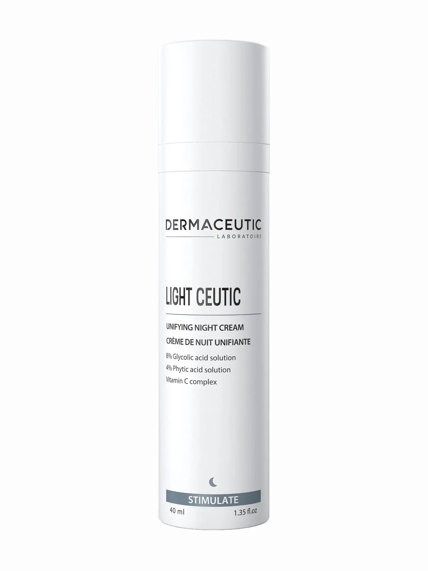 A tube of Dermaceutic Light Ceutic skin toning night cream.