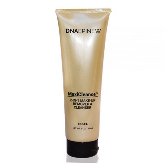 A tube of Essel DNA-EPINEW Maxi-Cleanse 2-in-1 makeup remover and cleanser.