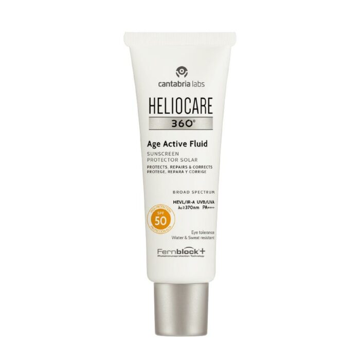 Heliocare 360 Age Active Fluid spf 50 white tube with silver lid