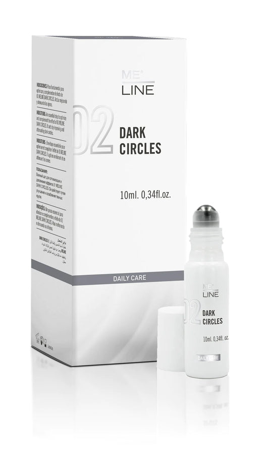 A product image showing ME Line Dark Circles (10ml) packaging and container, primarily in white and grey tones.