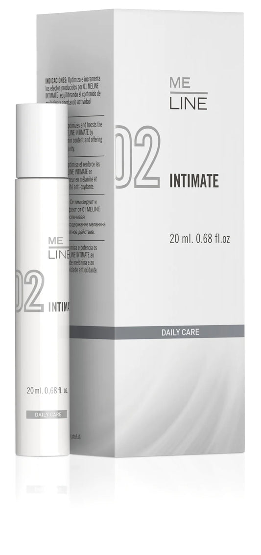 Meline intimate tube next to a white box with silver writing