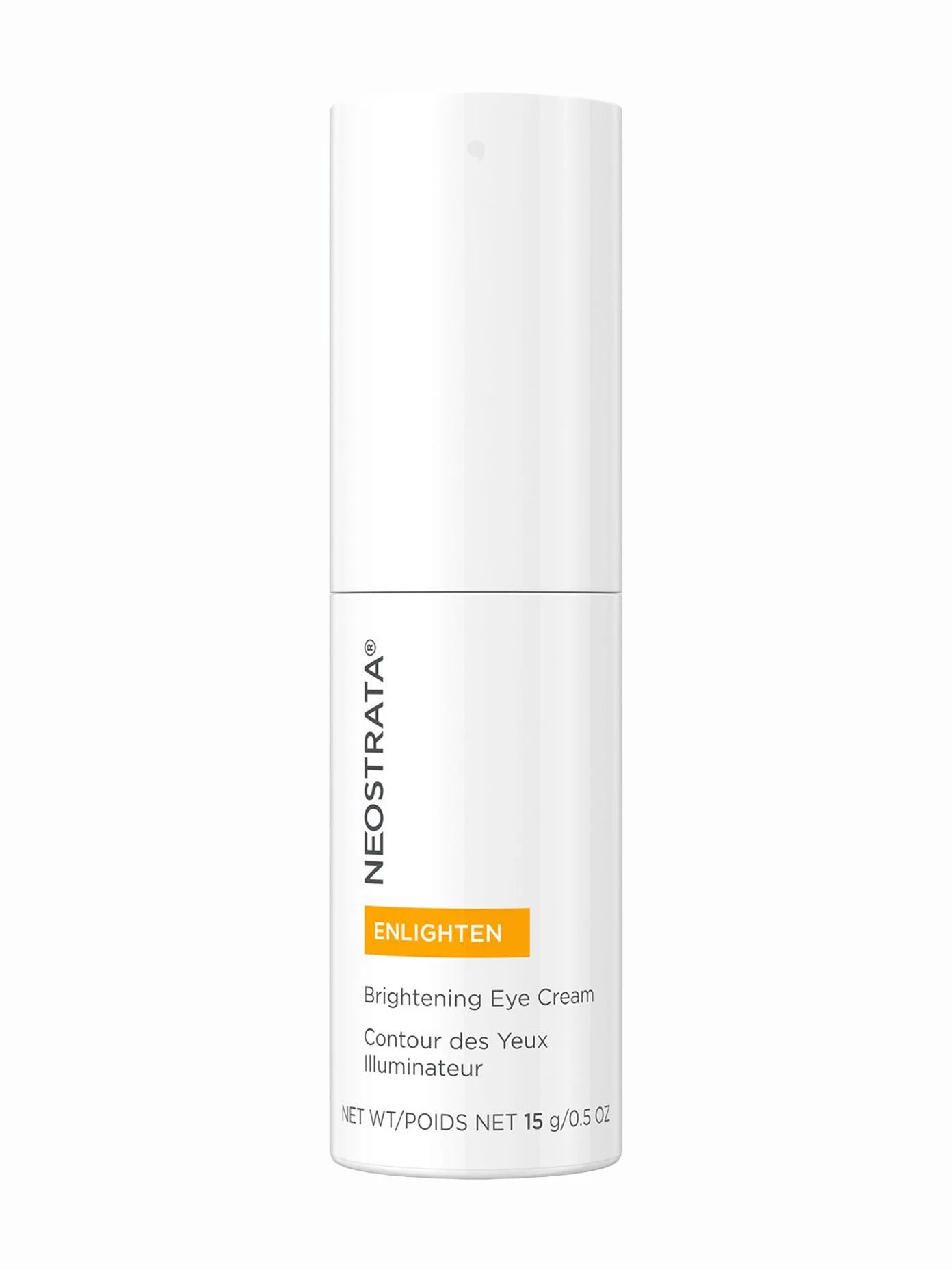 Neostrata Enlighten eye cream in a white cylinder