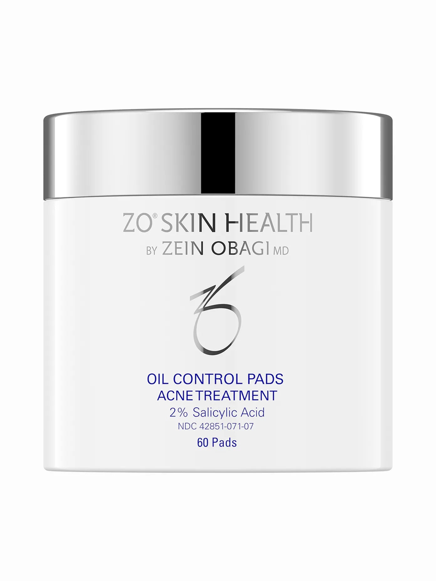 A container of ZO Skin Health Oil Control Pads, designed for acne treatment with maximum strength exfoliation.