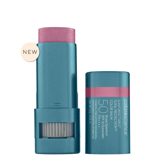 Colorescience colour balm roll on spf , product is blue with white writing image shows roll on and lid next to it.