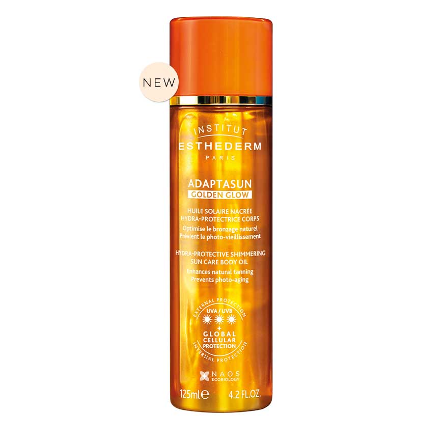 Institut Esthederm Adaptasun Golden Glow sun care product on a white background