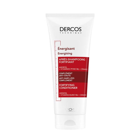 A tube of VICHY DERCOS Energising Anti-Hairloss Conditioner.