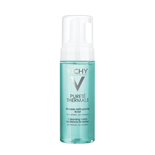 A pump bottle of VICHY Purete Thermale Purifying Foaming Water.
