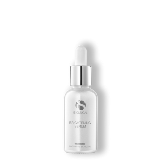 A bottle of 'Clinical Brightening Serum' with a dropper, on a white background.