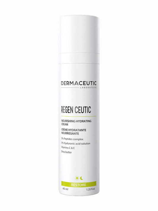 A bottle of Dermaceutic Regen Ceutic Repairing Cream, designed for nourishing and repairing the skin.