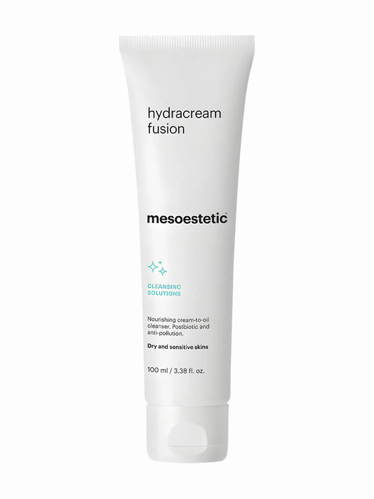 A tube of Mesoestetic hydracream fusion skincare product.