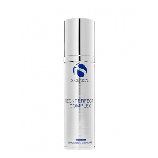 A bottle of NeckPerfect Complex skincare product from iS Clinical.
