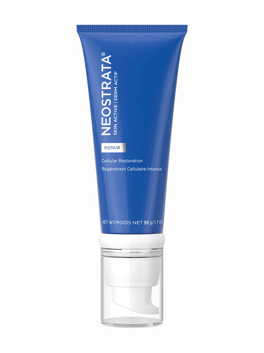 A tube of NeoStrata Cellular Restoration night cream with a blue label and white cap.