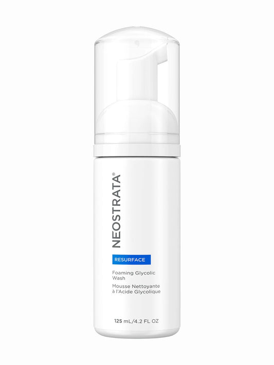 A pump bottle of NeoStrata Foaming Glycolic Wash against a white background.