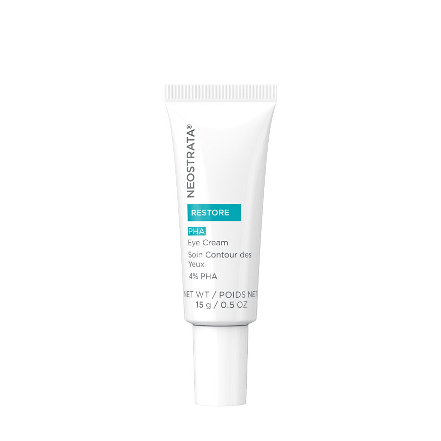 Tube of NeoStrata PHA Eye Cream with white and teal packaging, designed for eye cream application.