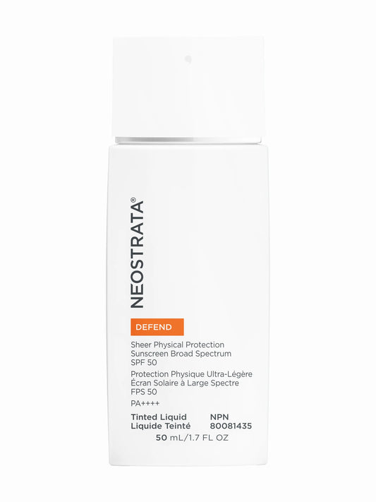 A bottle of NeoStrata Sheer Physical Protection Sunscreen Broad Spectrum SPF50.