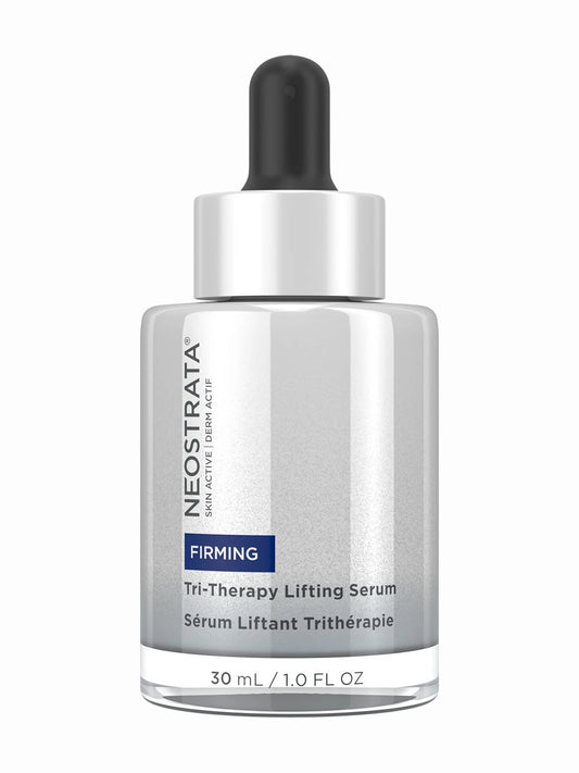 A bottle of NeoStrata Tri-Therapy Lifting Serum with a dropper, labeled for 30 ml / 1 fl oz.