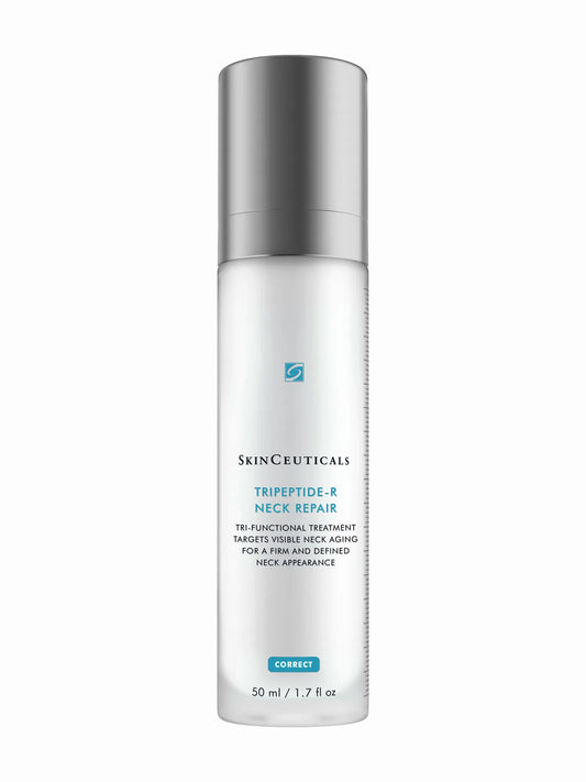 A pump bottle of SkinCeuticals Tripeptide-R Neck Repair cream.