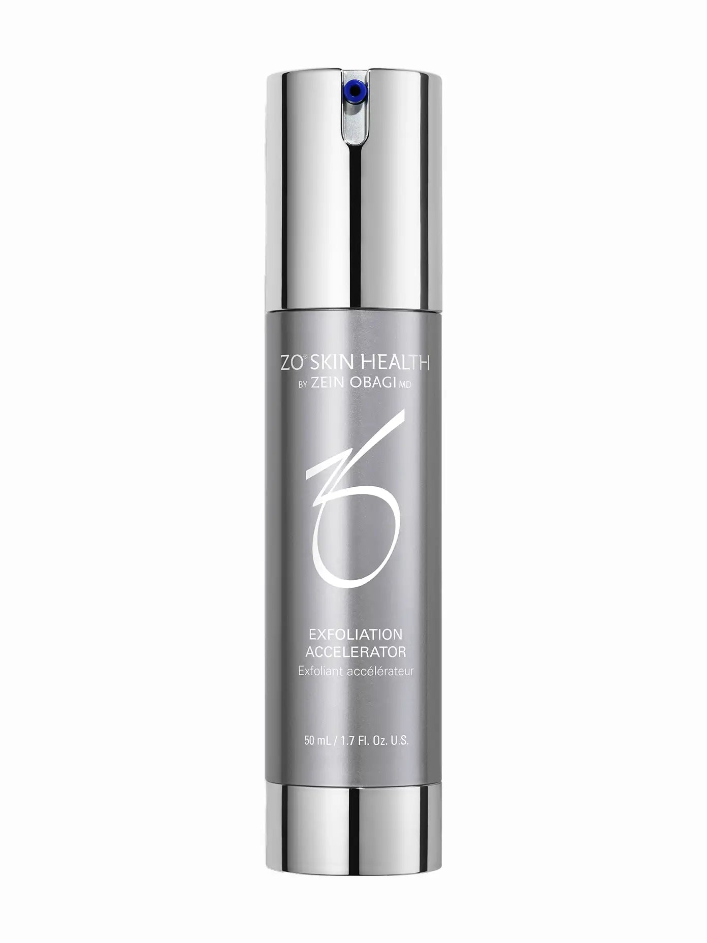 A bottle of ZO Skin Health Exfoliation Accelerator serum designed for skincare.